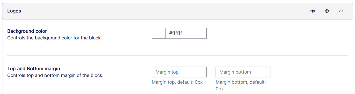 Theme home page settings logos