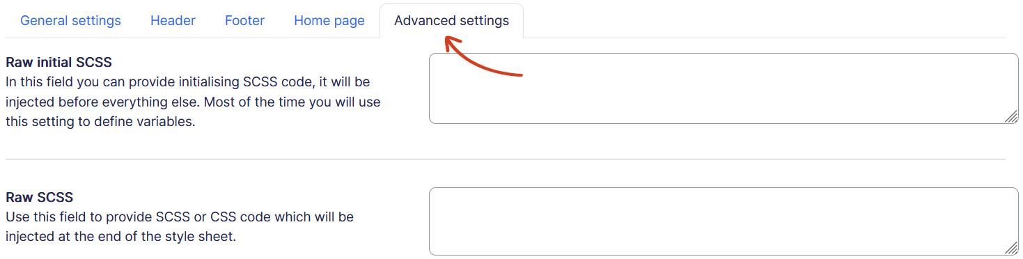 Theme advanced settings