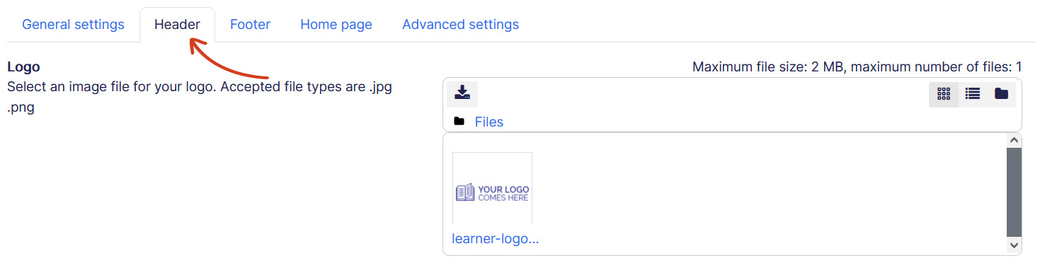 Theme general settings header tab