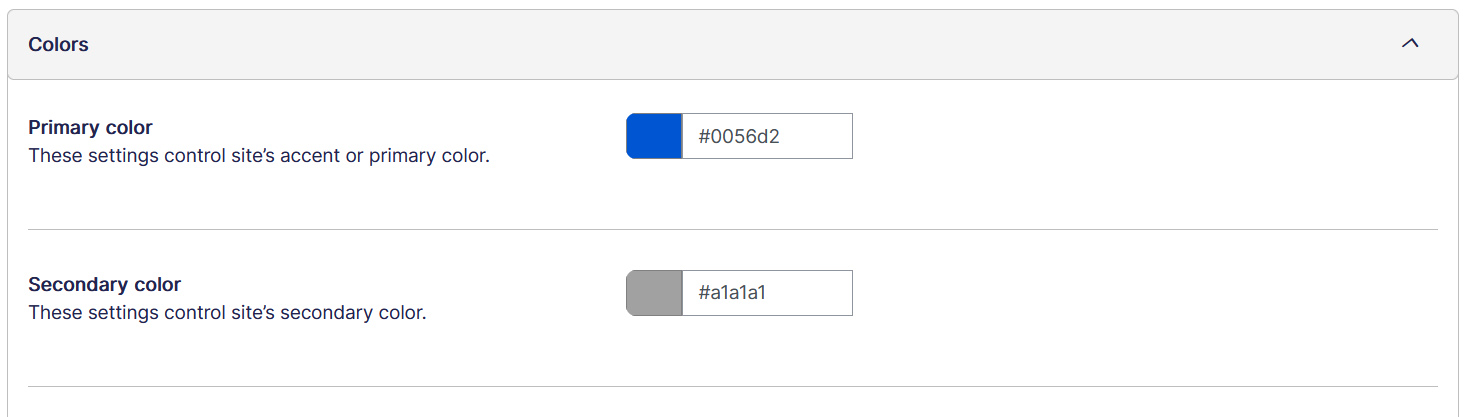 Theme general settings colors