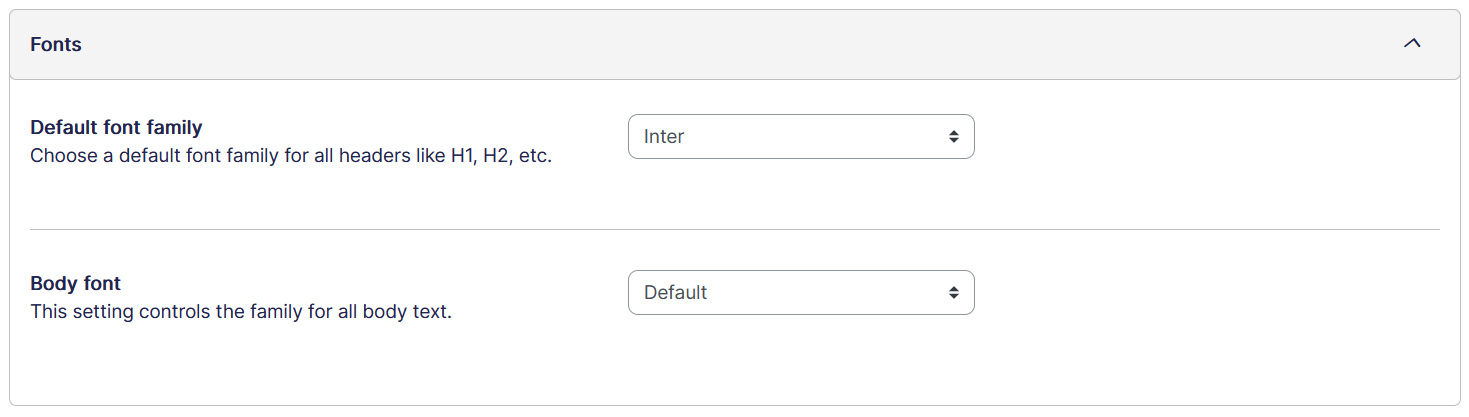 Theme general settings fonts