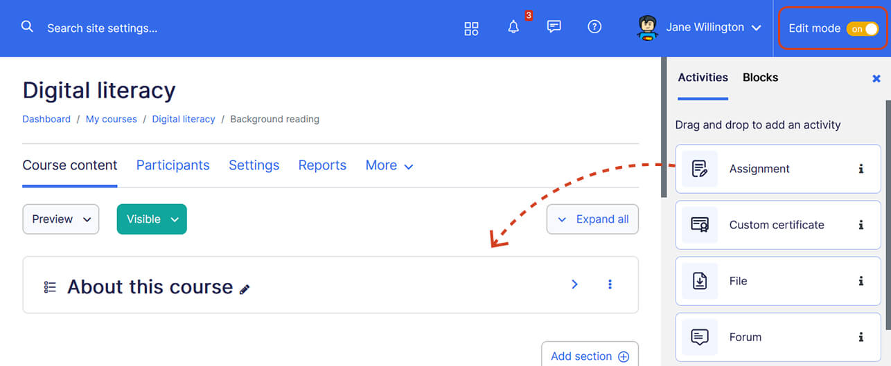Course builder add activity lessons
