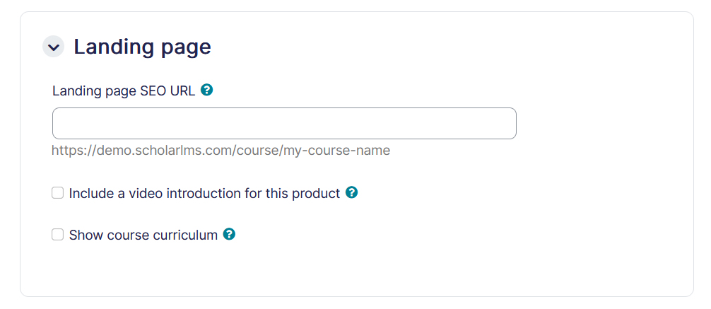 Course landing page tab