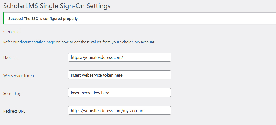 doc wordpress ScholarLMS wordpress settings