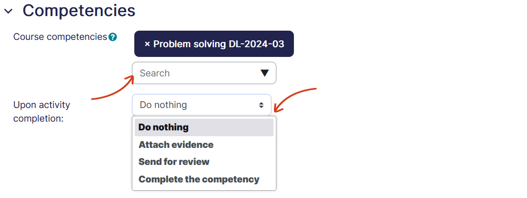 Competency upon activity completion