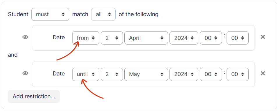 Access Restriction Date From and Until