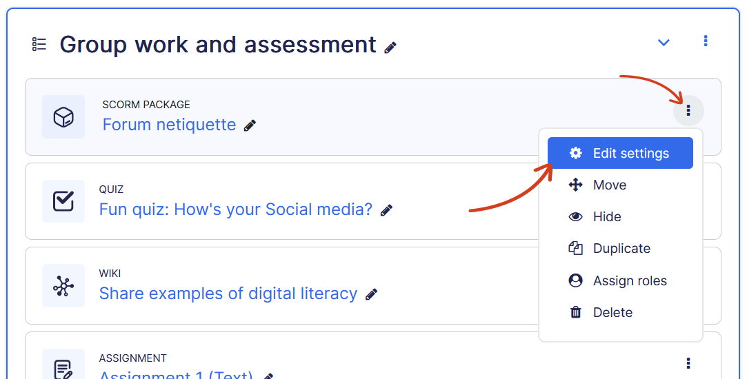 Activity Settings