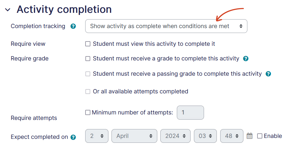 Assignment Activity Completion