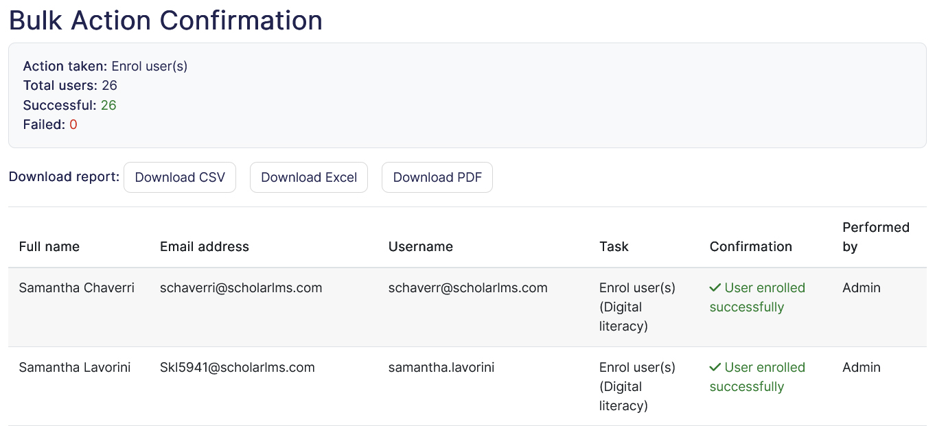 admin bulk user action confirmation page